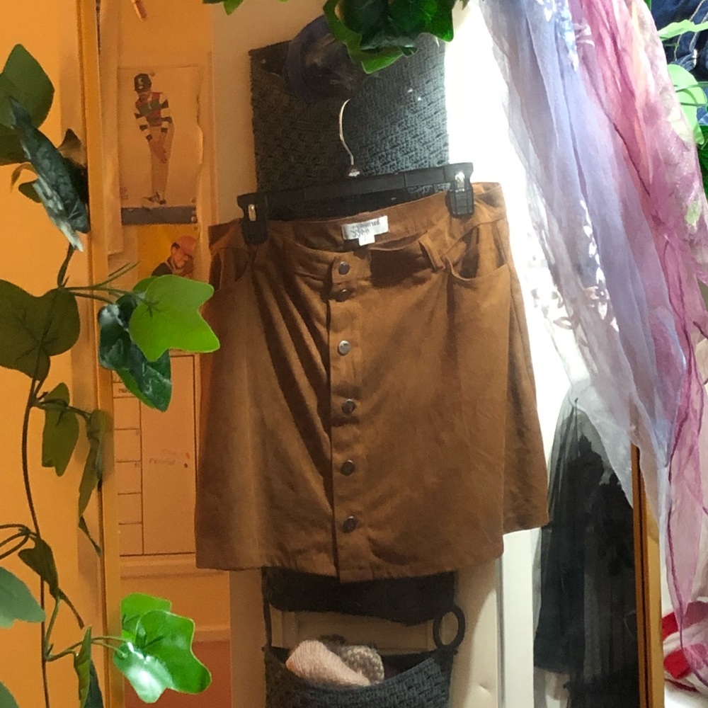 soft and light faux suede button up skirt